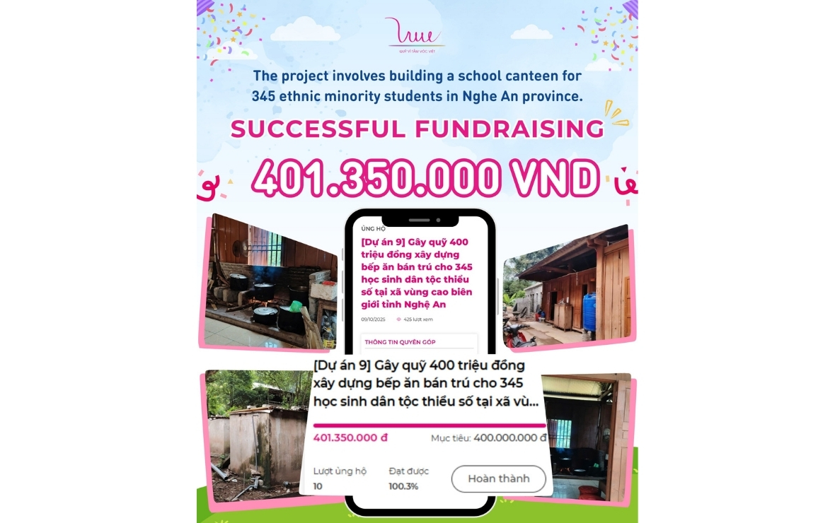 Over VND 400 million successfully raised to build a semi-boarding kitchen for 345 ethnic minority students in Nghe An